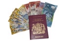 A british passport full of euros Royalty Free Stock Photo