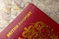 British passport on a paper map Royalty Free Stock Photo