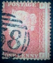 British penny red stamp from the Victorian era Royalty Free Stock Photo