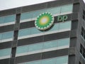 British Petroleum logo and office tower