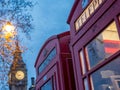 British phone booth with Big Ben in background - 2 Royalty Free Stock Photo