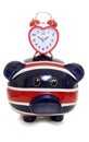 British piggy bank with heart clock