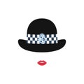 British police girl in a hat. Police avatar. Royalty Free Stock Photo