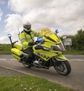 British Police Motorcycle Traffic Officer With The Tour De Yorkshire 2018 Royalty Free Stock Photo