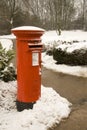 British post box in the snow Royalty Free Stock Photo