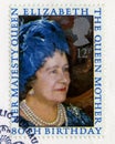 British Postage Stamp Commemorating The Queen Mother`s 80th Birt