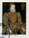 British Postage Stamp Featuring a Portrait of Queen Elizabeth I