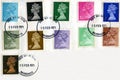 British postage stamps decimalisation 1971 Royalty Free Stock Photo