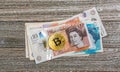 British Pound bills with Bitcoin