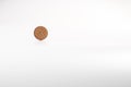 1 British pound coin falling on white background, Royalty Free Stock Photo