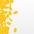 British pound coins falling. Scattered big GBP coi Royalty Free Stock Photo