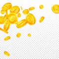 British pound coins falling. Scattered Royalty Free Stock Photo