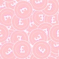 British pound copper coins seamless pattern. Emoti