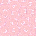 British pound copper coins seamless pattern. Encha