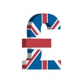 British Pound GBP currency symbol with flag - Vector