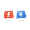 British pound and Japanese yen sign, financial concept, currency exchange Royalty Free Stock Photo