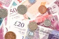 British Pound money bills of United Kingdom in Different value