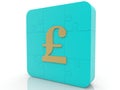 British Pound sign on blue puzzle pieces