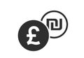 British pound to israeli sheqel currency exchange icon. money exchange symbol