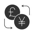 British pound and yen currency exchange glyph icon Royalty Free Stock Photo