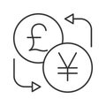 British pound and yen currency exchange linear icon Royalty Free Stock Photo