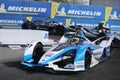 British professional racing driver Alexander Sims of BMW Andretti Team driving his Formula E car 27 during 2019 NYC E-prix