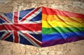 British and Rainbow flags