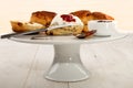 British raisin scone with whipped cream and strawberry jam Royalty Free Stock Photo