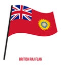 British Raj 1858-1947 Flag Waving Vector Illustration on White Background. East India Company Flag.