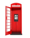 British Red Telephone Booth with Open Door Royalty Free Stock Photo