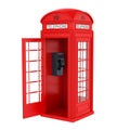 British Red Telephone Booth with Open Door Royalty Free Stock Photo