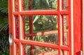 British red telephone box door in close up. Royalty Free Stock Photo