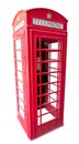 British red telephone box isolated on white Royalty Free Stock Photo