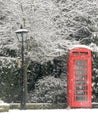 British Red Telephone Box in the Snow Royalty Free Stock Photo