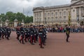 British Royal guards perform the Changing of the Guard in Buckingham Palace, London, England, Gre Royalty Free Stock Photo