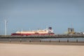 British Saphire LNG tanker docked at terminal in Zeebrugge port, Flanders, Belgium Royalty Free Stock Photo