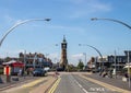 The British seaside town of Skegness in the East Lindsey a district of Lincolnshire, England, showing the an old towner on a