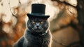 British Shorthair in a top hat embodying charm and dignity