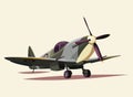 British Spitfire fighter World War II isolated vector illustration