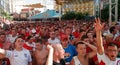 British supporters react while watching the world soccer championship games