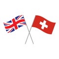 British and Swiss flags vector isolated on white