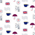 British symbols vector seamless pattern.