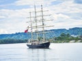 The British tall ship Tenacious, three-masted schooner, on the Seine river for Armada parade, in France Royalty Free Stock Photo