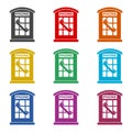 British Telephone Booth Isolated icon or logo, color set