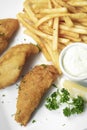 British traditional fish and chips meal on plate