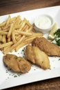 British traditional fish and chips meal on plate