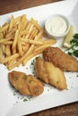 British traditional fish and chips meal on plate