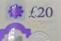 British twenty pounds banknote fragment closeup