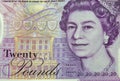 British twenty pounds banknotes closeup