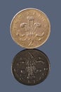 The British two pence on dark background Royalty Free Stock Photo
